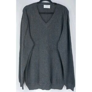 H Stockton Atlanta V Neck Sweater Mens XXL Baby Alpaca Wool Peru Brown‎ Blue